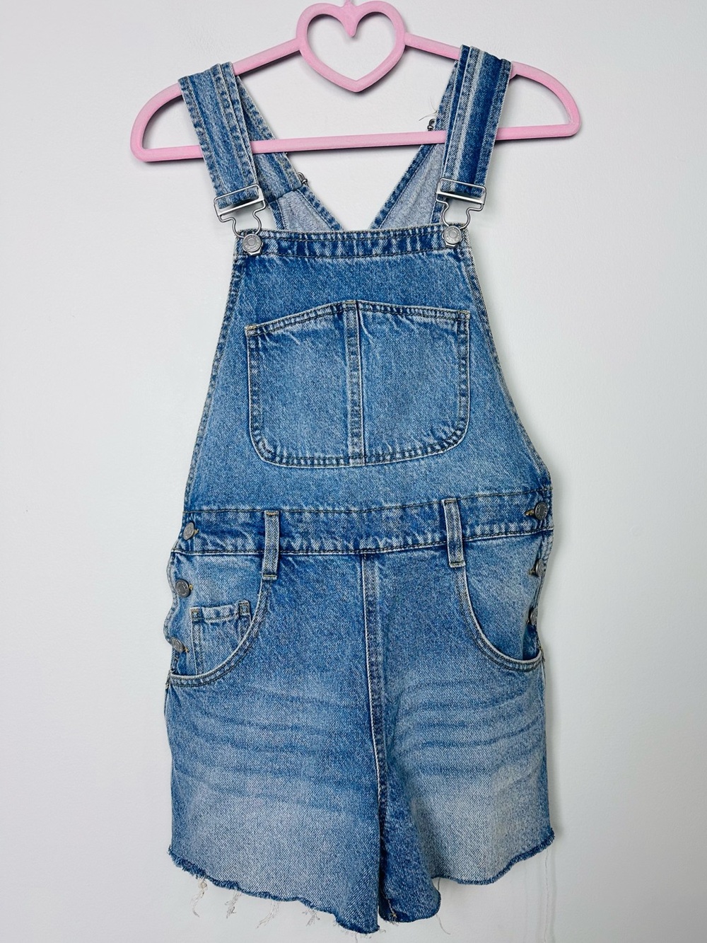 PacSun Light Blue Distress Denim Short Overalls Size Small